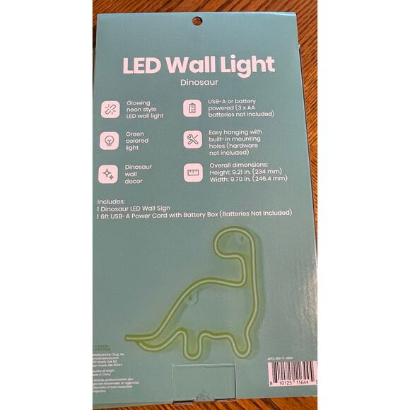 Bundle of 3 LED wall neon lights. Rainbow, Dinosaur, & Storm Cloud - Picture 7 of 10